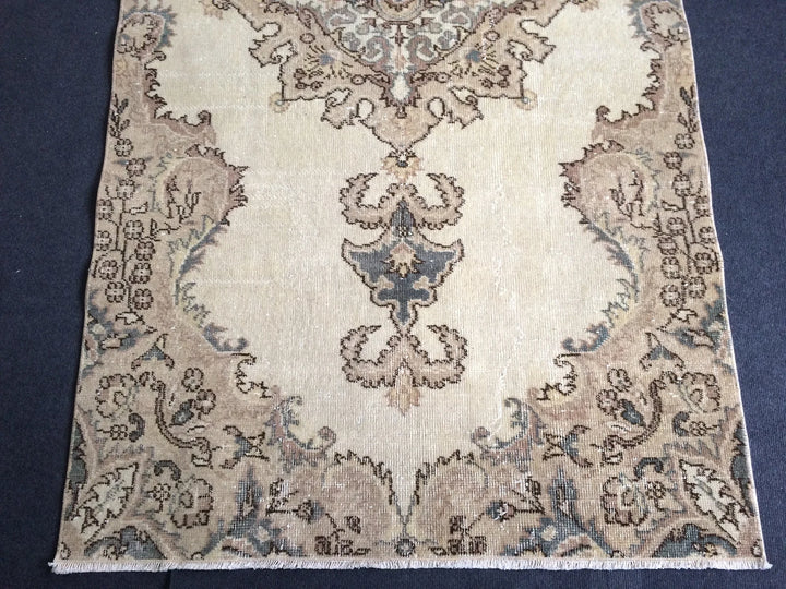 Tan Turkish Oushak Rug Hand-Knotted | No. WR77256