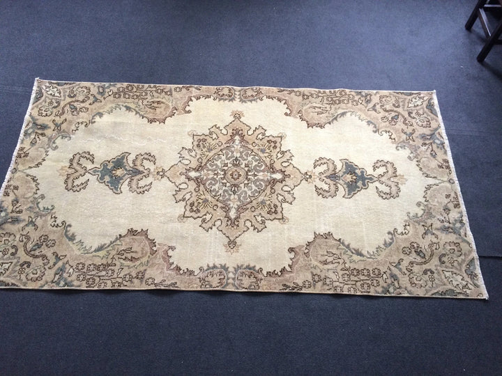 Tan Turkish Oushak Rug Hand-Knotted | No. WR77256
