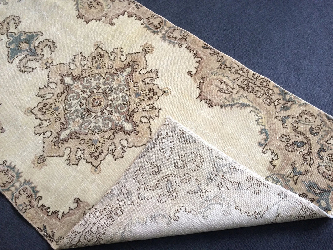 Tan Turkish Oushak Rug Hand-Knotted | No. WR77256