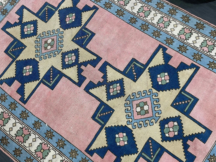 Blue Turkish Runner Rug 6' 7" x 9' 11" Hand-Knotted | No. WR77315