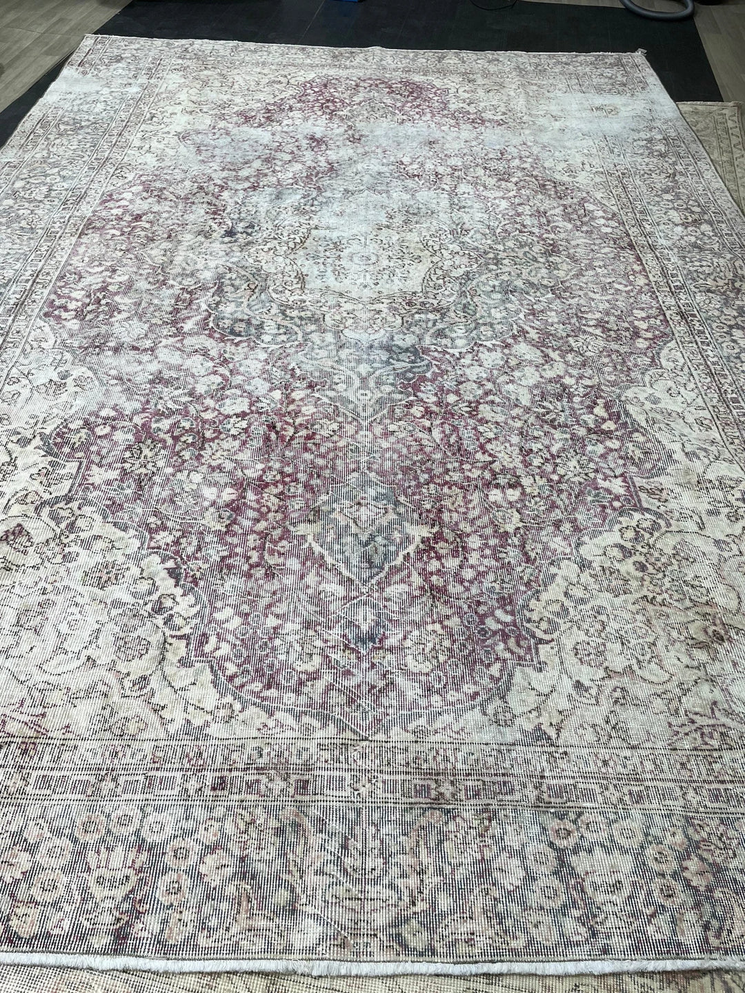 Beige Turkish Vintage Rug 8' 7" x 12' 2" Hand-Knotted | No. WR77527