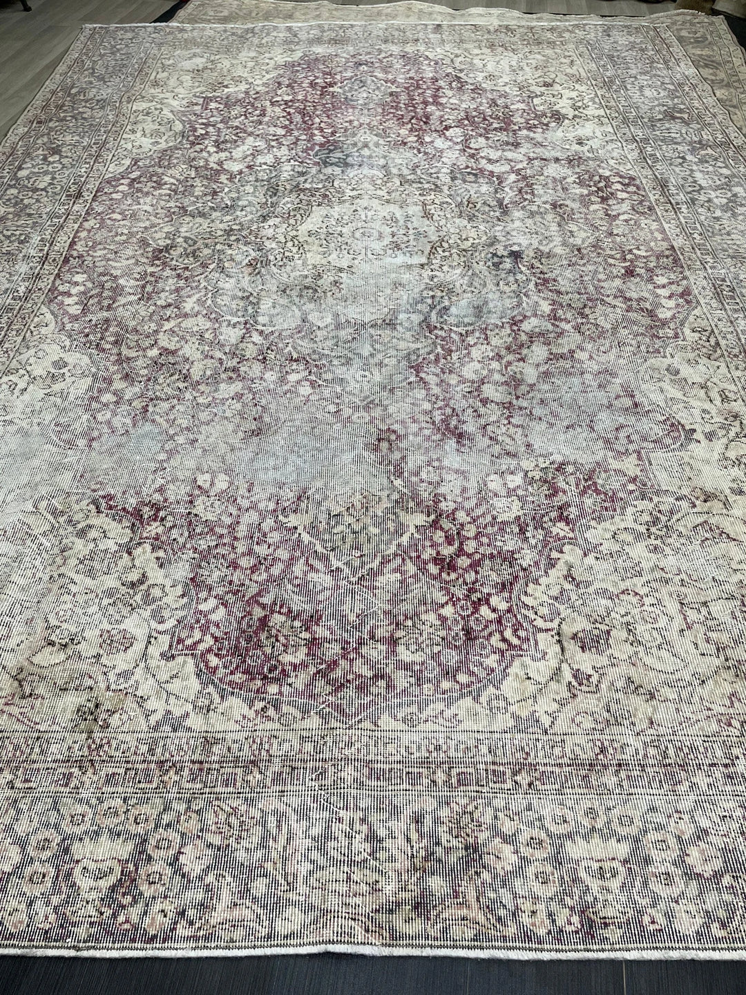 Beige Turkish Vintage Rug 8' 7" x 12' 2" Hand-Knotted | No. WR77527