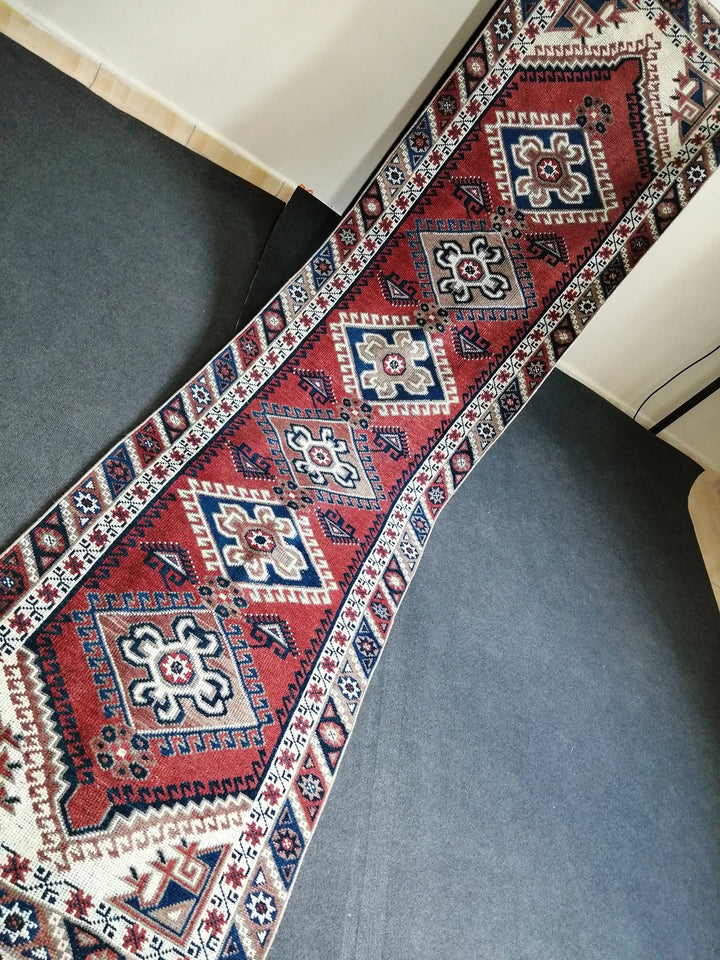 Blue Turkish Runner Rug 2' 6" x 9' 7" Hand-Knotted | No. WR77982