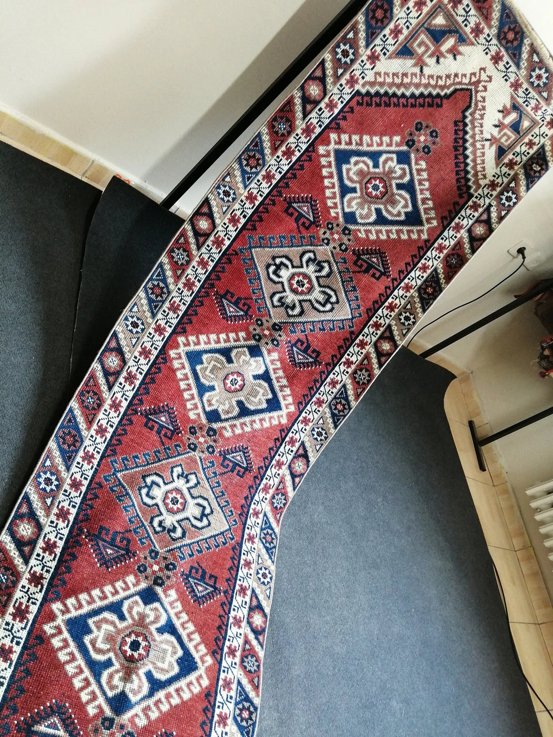 Blue Turkish Runner Rug 2' 6" x 9' 7" Hand-Knotted | No. WR77982