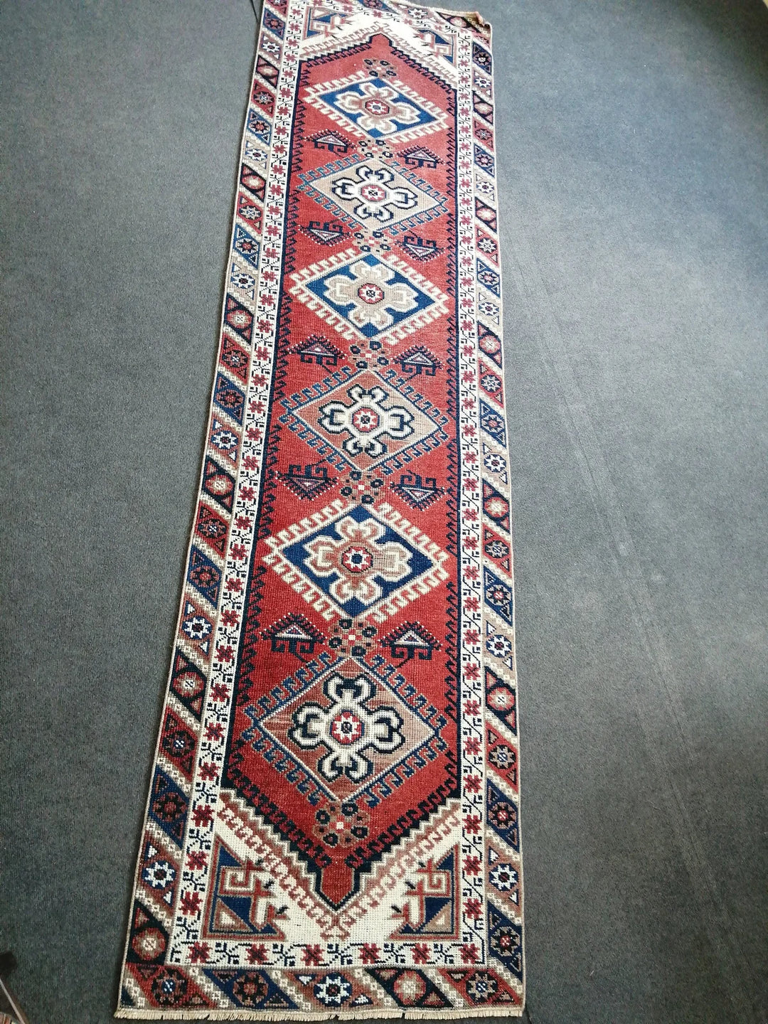 Blue Turkish Runner Rug 2' 6" x 9' 7" Hand-Knotted | No. WR77982