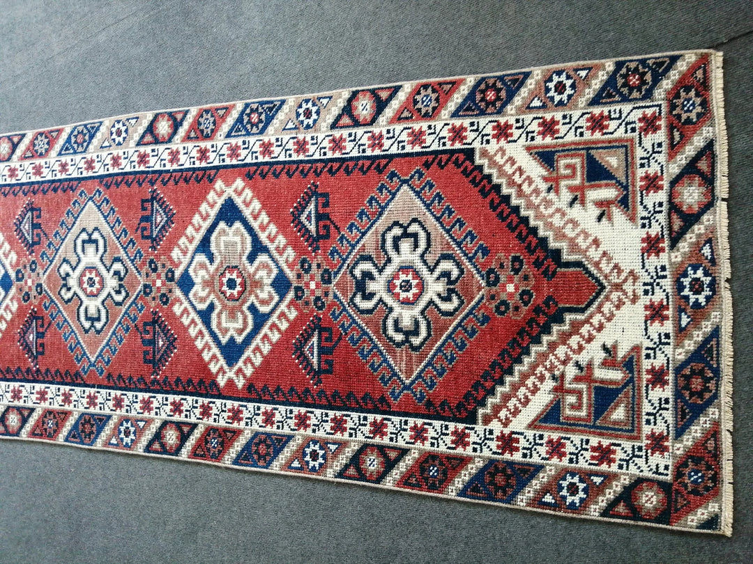 Blue Turkish Runner Rug 2' 6" x 9' 7" Hand-Knotted | No. WR77982