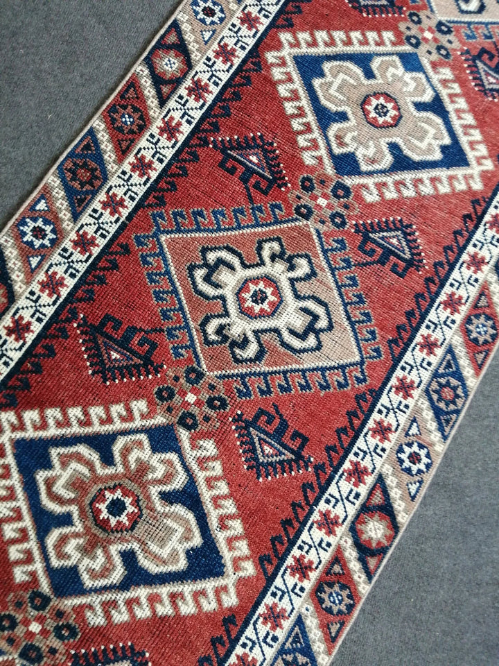 Blue Turkish Runner Rug 2' 6" x 9' 7" Hand-Knotted | No. WR77982