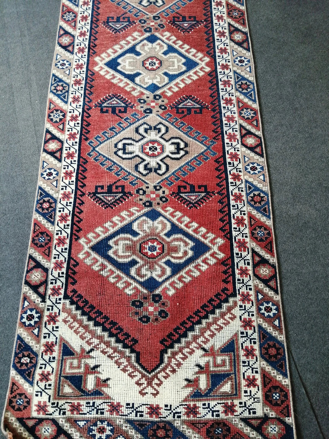 Blue Turkish Runner Rug 2' 6" x 9' 7" Hand-Knotted | No. WR77982