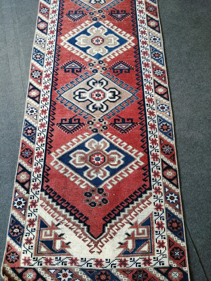 Blue Turkish Runner Rug 2' 6" x 9' 7" Hand-Knotted | No. WR77982