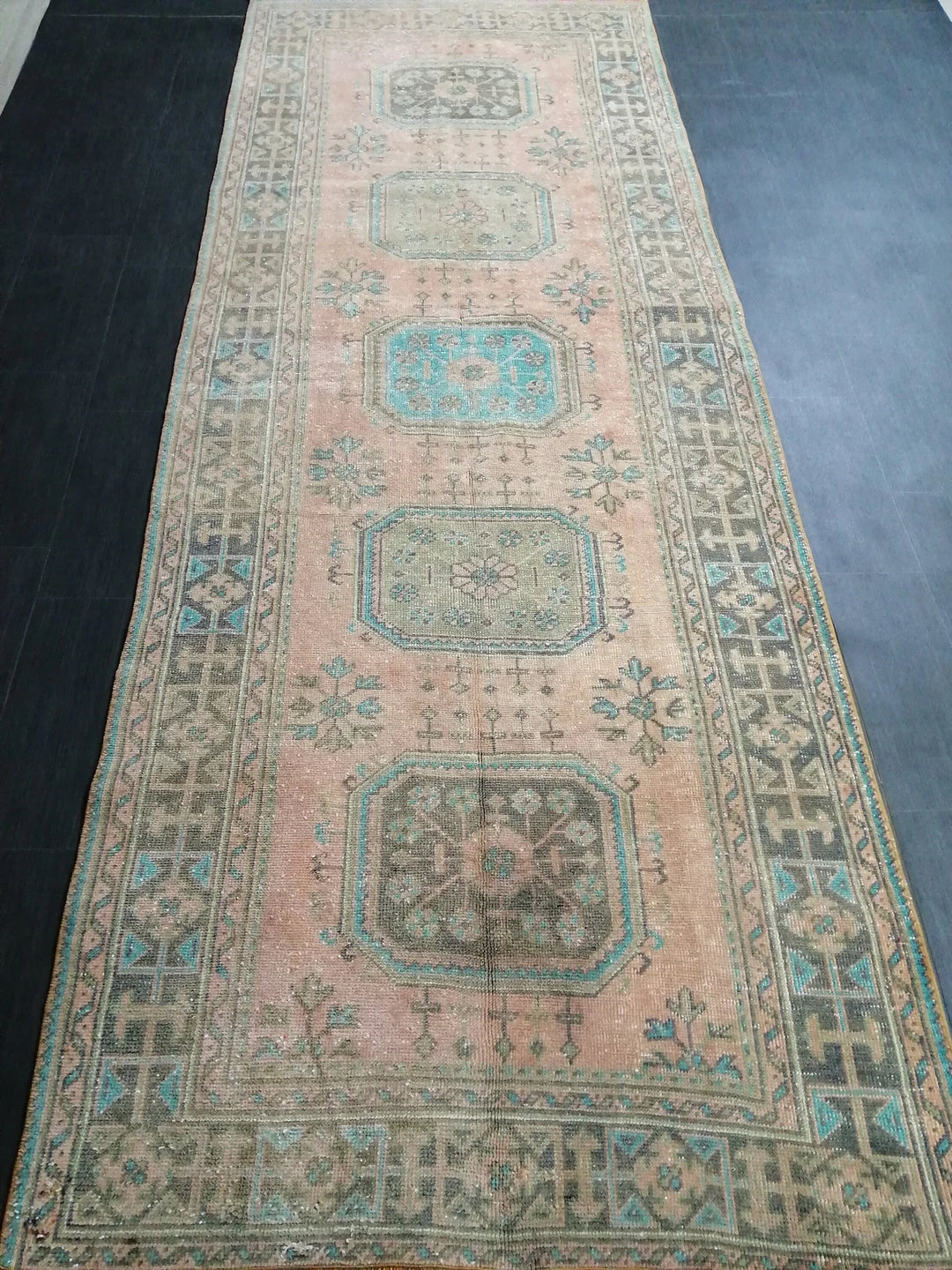 Turkish Runner Rug 4' 2" x 11' 6" Hand-Knotted | No. WR78174