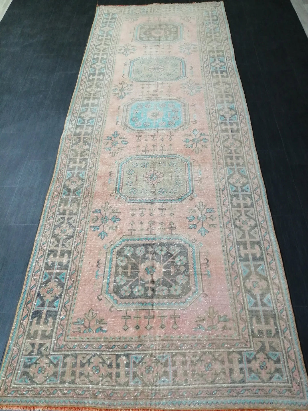 Turkish Runner Rug 4' 2" x 11' 6" Hand-Knotted | No. WR78174
