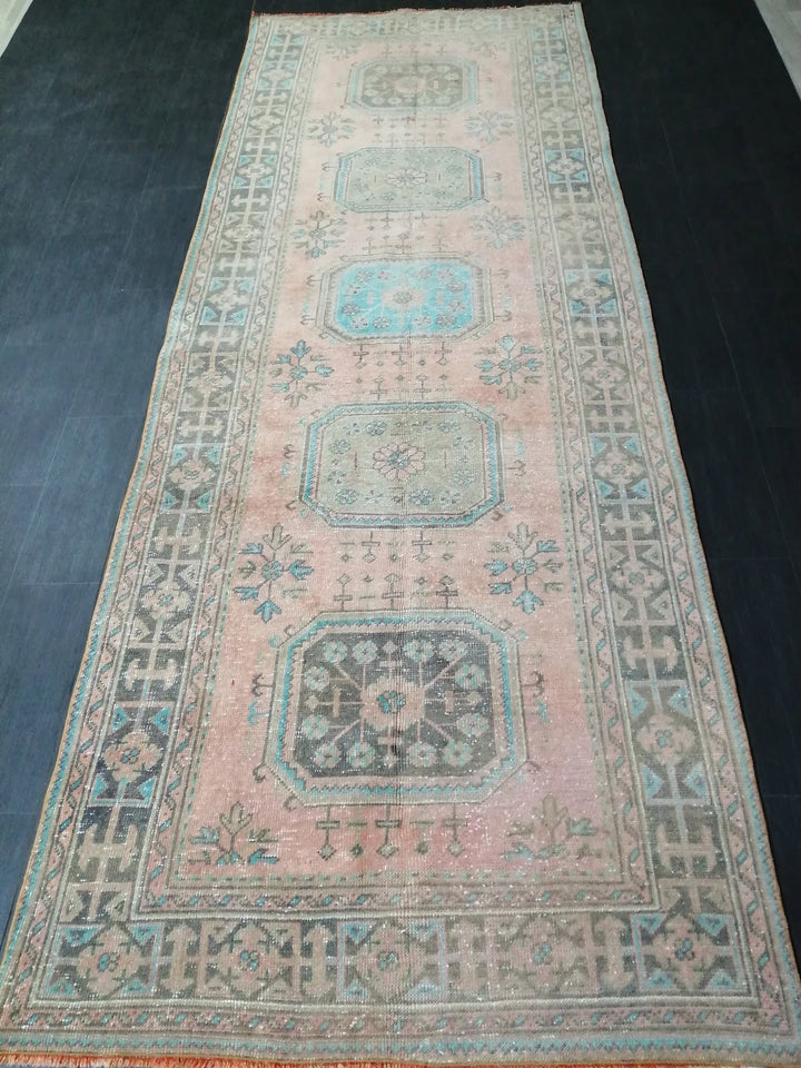 Turkish Runner Rug 4' 2" x 11' 6" Hand-Knotted | No. WR78174