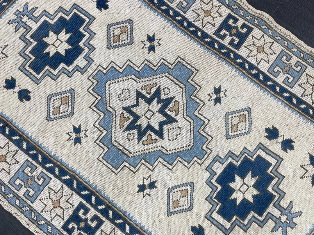 Blue Turkish Oushak Rug 4' 6" x 7' 2" Hand-Knotted | No. WR78419