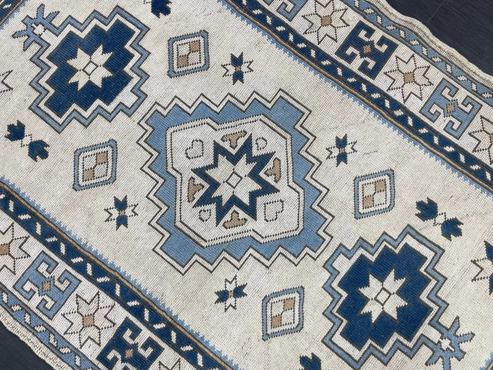 Blue Turkish Oushak Rug 4' 6" x 7' 2" Hand-Knotted | No. WR78419