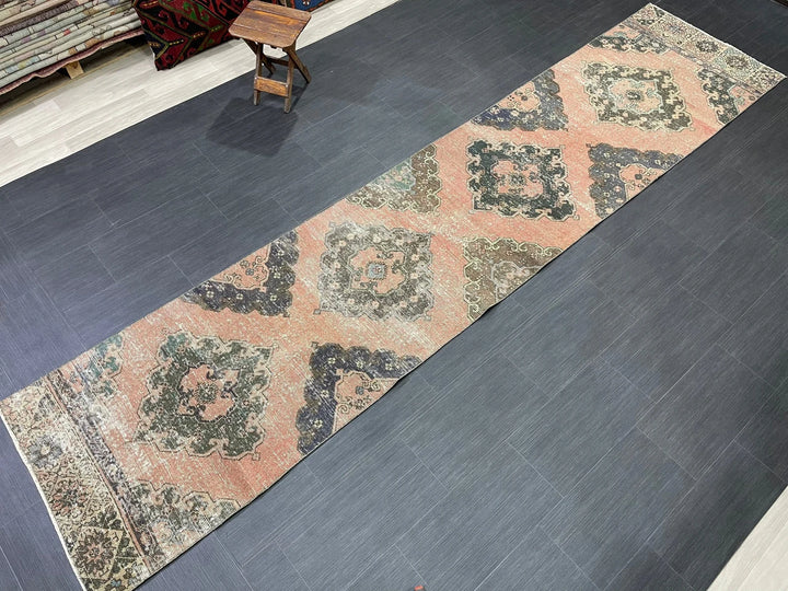 Tan Turkish Runner Rug 2' 9" x 12' 4" Hand-Knotted | No. WR78540