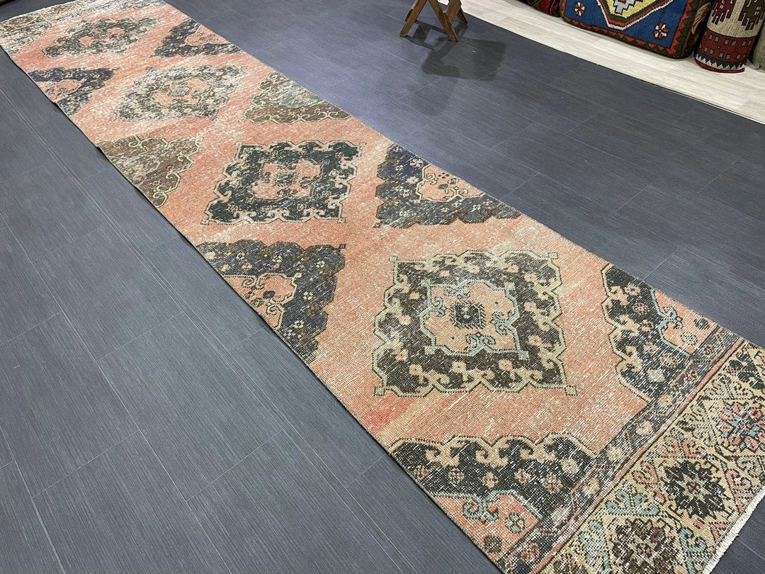 Tan Turkish Runner Rug 2' 9" x 12' 4" Hand-Knotted | No. WR78540