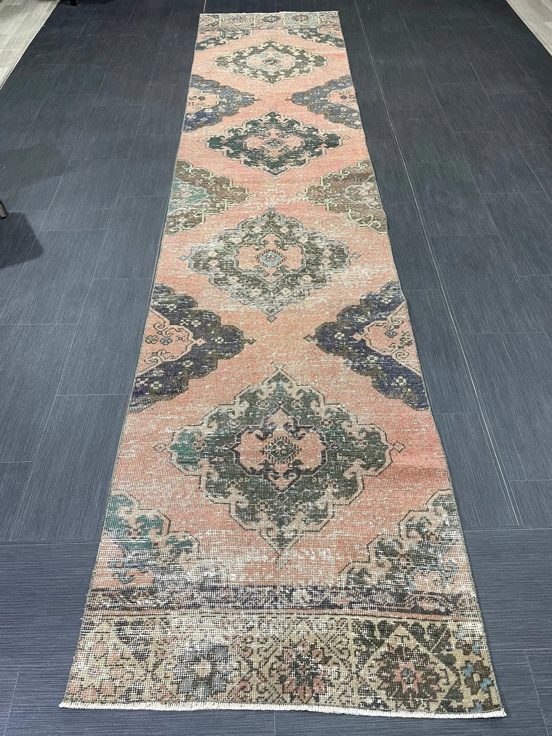 Tan Turkish Runner Rug 2' 9" x 12' 4" Hand-Knotted | No. WR78540