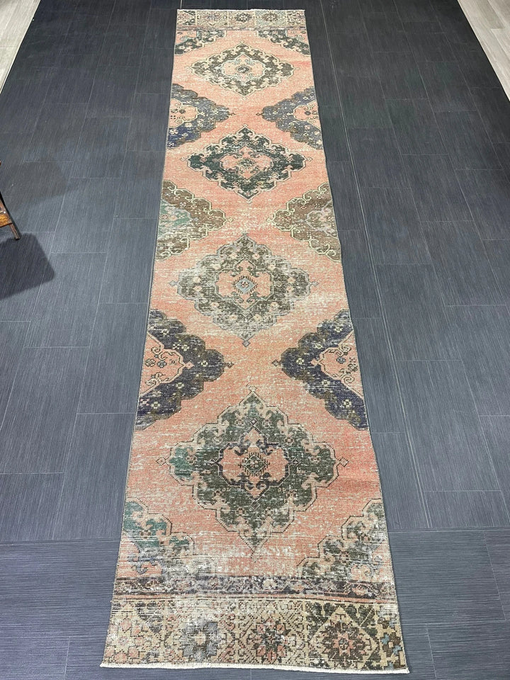 Tan Turkish Runner Rug 2' 9" x 12' 4" Hand-Knotted | No. WR78540