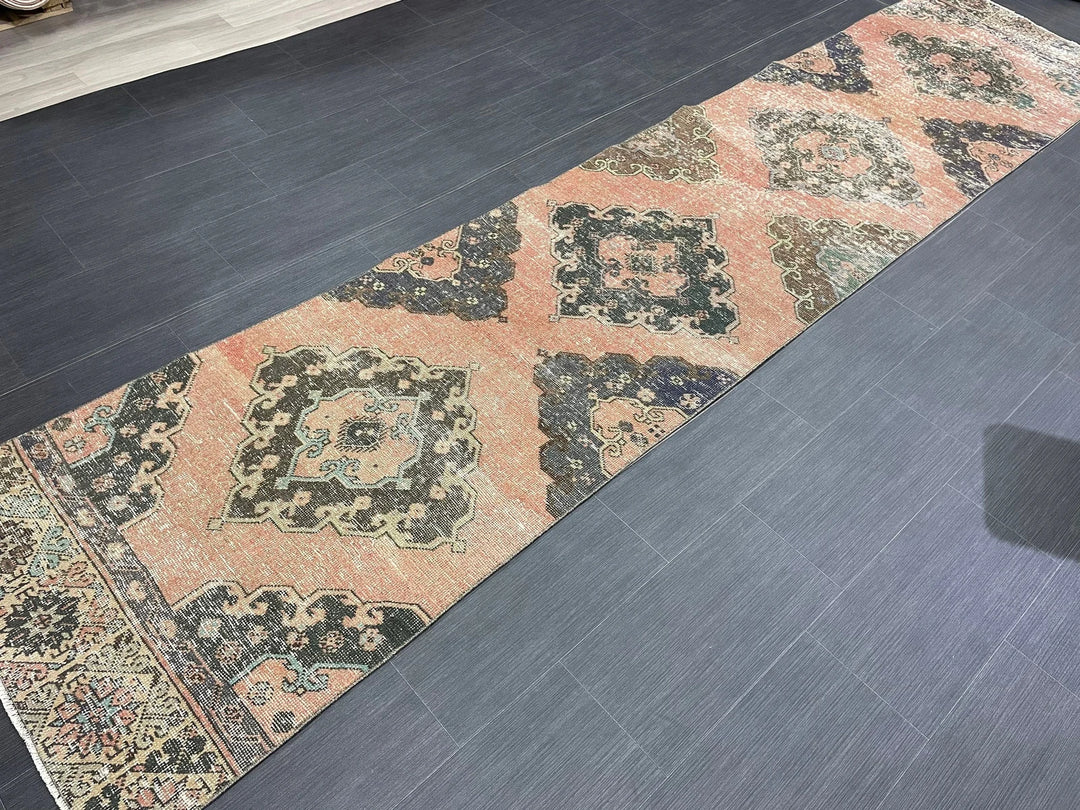 Tan Turkish Runner Rug 2' 9" x 12' 4" Hand-Knotted | No. WR78540