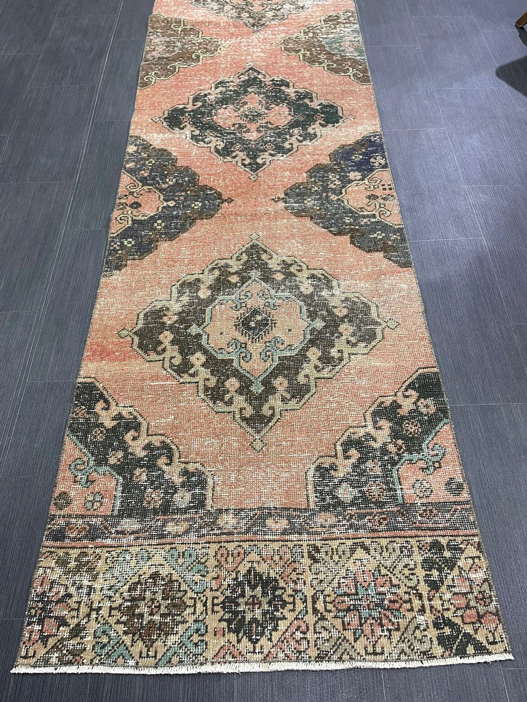 Tan Turkish Runner Rug 2' 9" x 12' 4" Hand-Knotted | No. WR78540