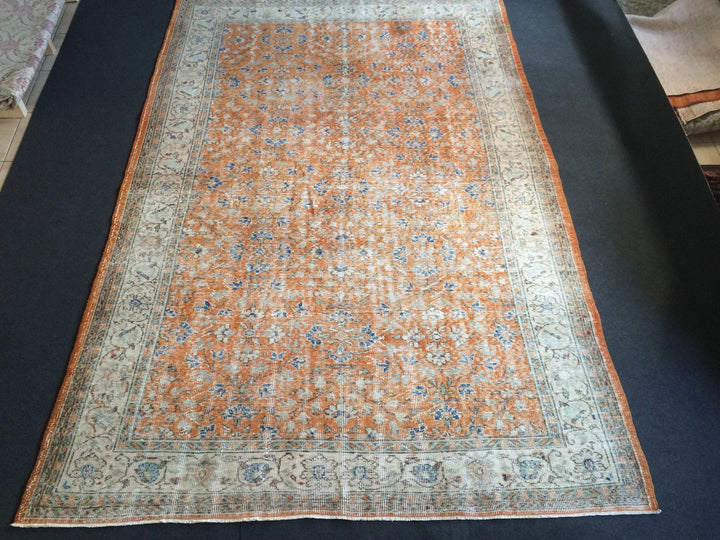 Orange Turkish Oushak Rug 6' 7" x 9' 7" Hand-Knotted | No. WR78757