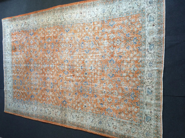 Orange Turkish Oushak Rug 6' 7" x 9' 7" Hand-Knotted | No. WR78757