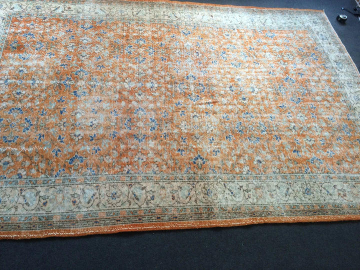 Orange Turkish Oushak Rug 6' 7" x 9' 7" Hand-Knotted | No. WR78757