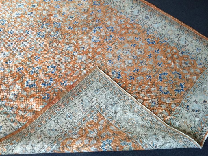 Orange Turkish Oushak Rug 6' 7" x 9' 7" Hand-Knotted | No. WR78757