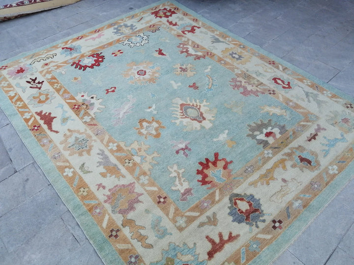 Blue Turkish Runner Rug 9' 6" x 11' 11" Hand-Knotted | No. WR79053