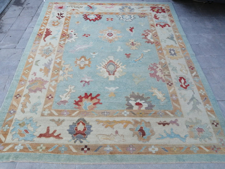 Blue Turkish Runner Rug 9' 6" x 11' 11" Hand-Knotted | No. WR79053