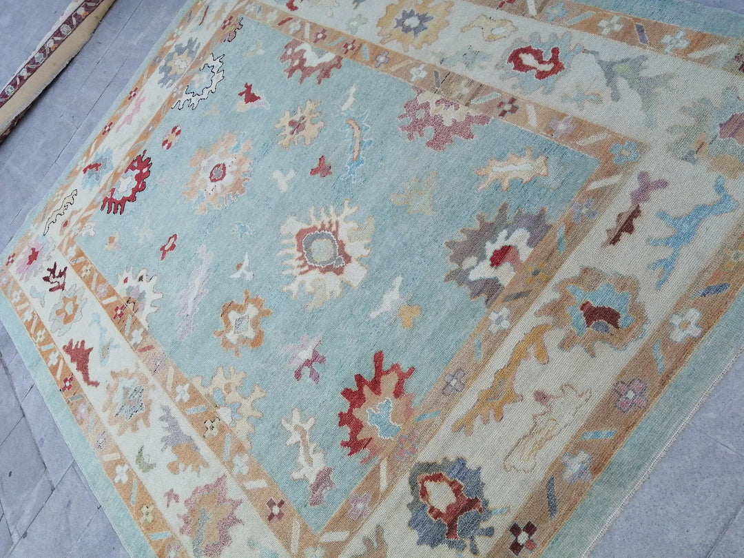 Blue Turkish Runner Rug 9' 6" x 11' 11" Hand-Knotted | No. WR79053