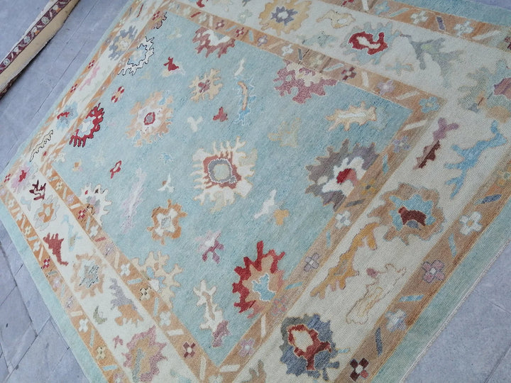 Blue Turkish Runner Rug 9' 6" x 11' 11" Hand-Knotted | No. WR79053