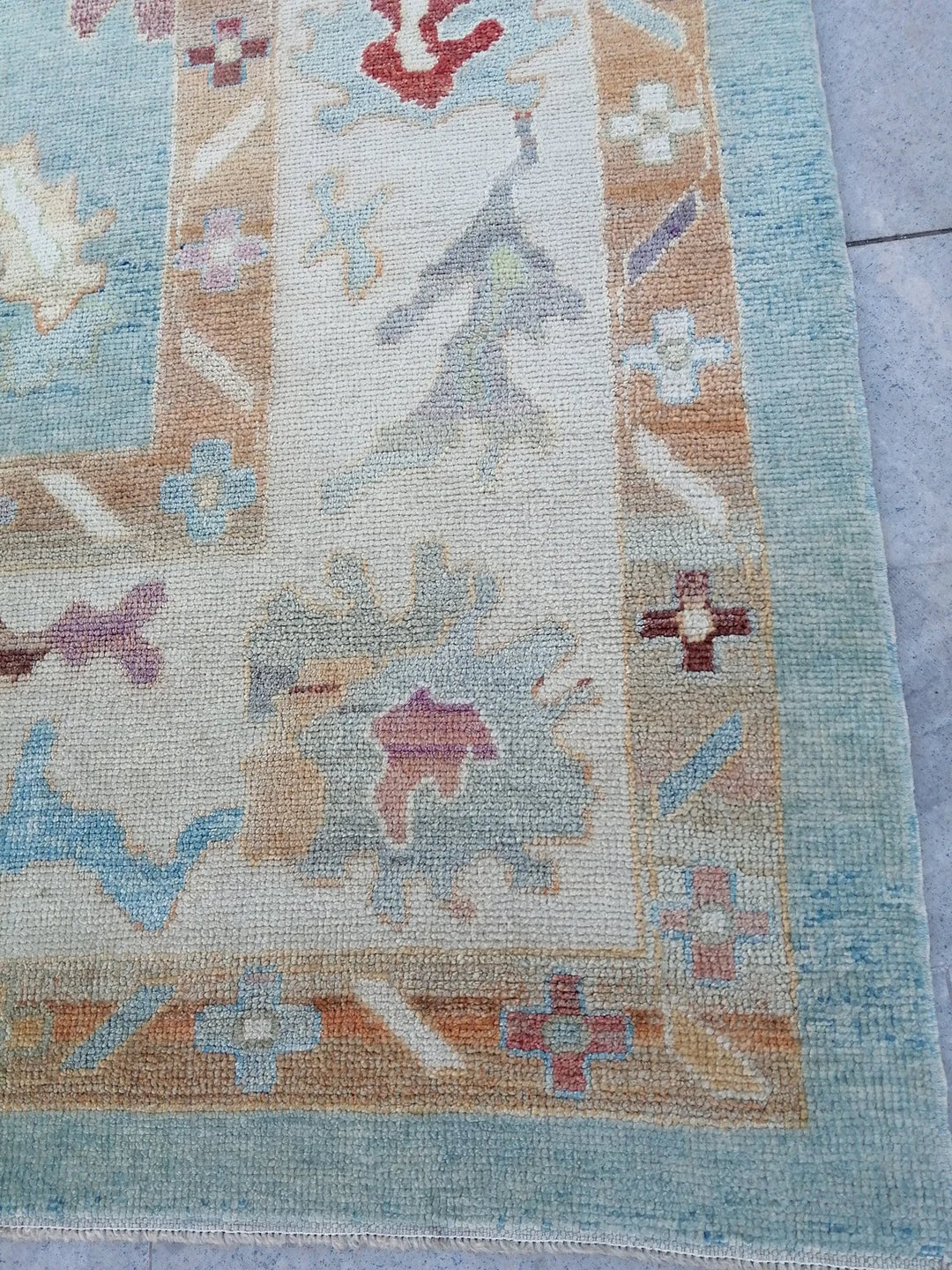 Blue Turkish Runner Rug 9' 6" x 11' 11" Hand-Knotted | No. WR79053