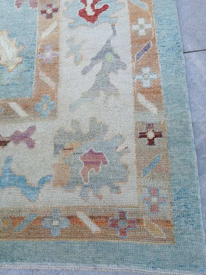 Blue Turkish Runner Rug 9' 6" x 11' 11" Hand-Knotted | No. WR79053