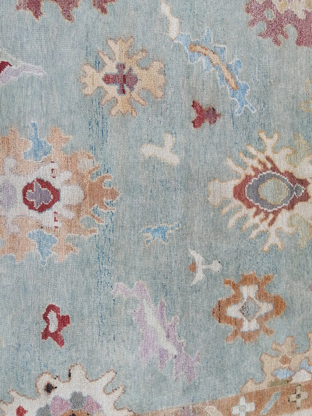 Blue Turkish Runner Rug 9' 6" x 11' 11" Hand-Knotted | No. WR79053