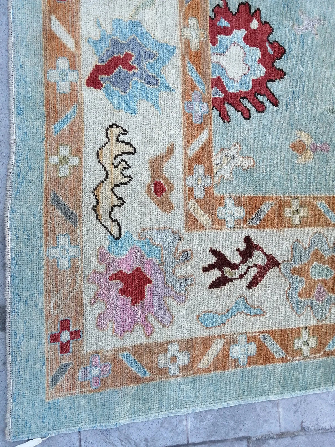 Blue Turkish Runner Rug 9' 6" x 11' 11" Hand-Knotted | No. WR79053