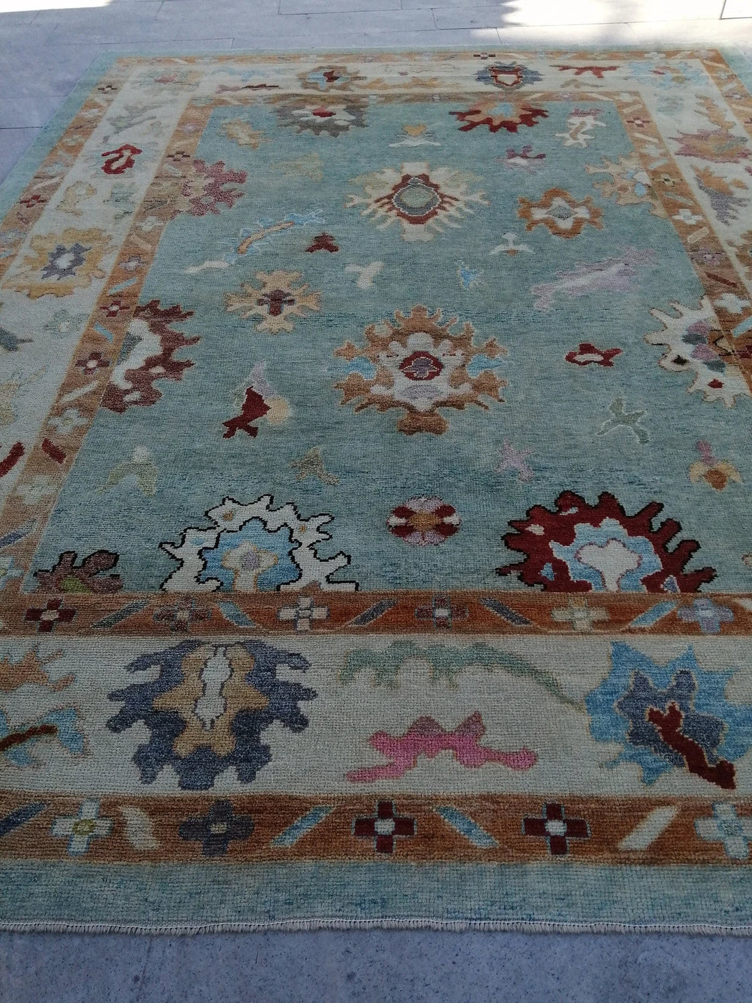 Blue Turkish Runner Rug 9' 6" x 11' 11" Hand-Knotted | No. WR79053
