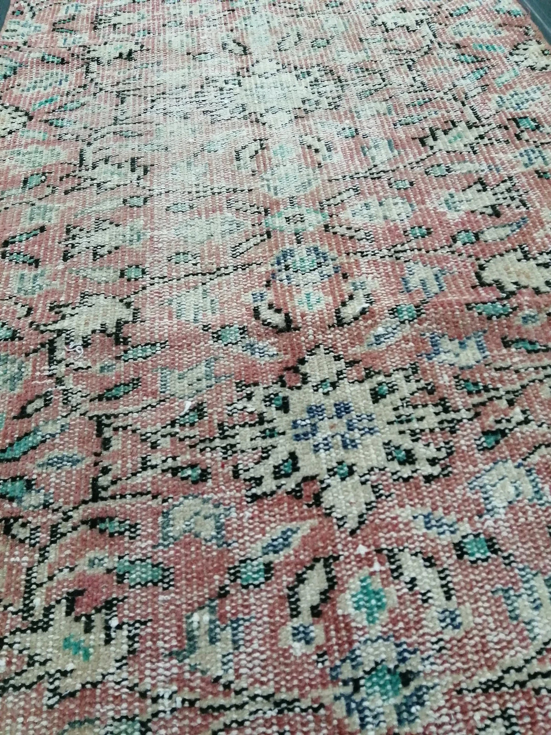 Beige Turkish Distressed Runner Rug 2' 6" x 10' 8" Hand-Knotted | No. WR79162