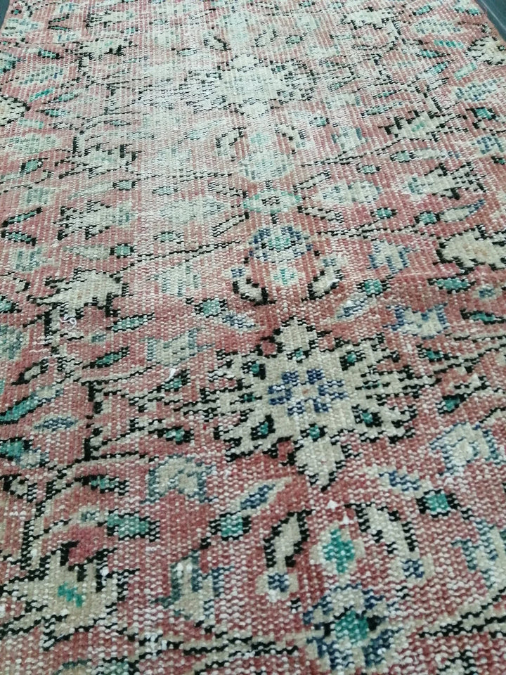 Beige Turkish Distressed Runner Rug 2' 6" x 10' 8" Hand-Knotted | No. WR79162