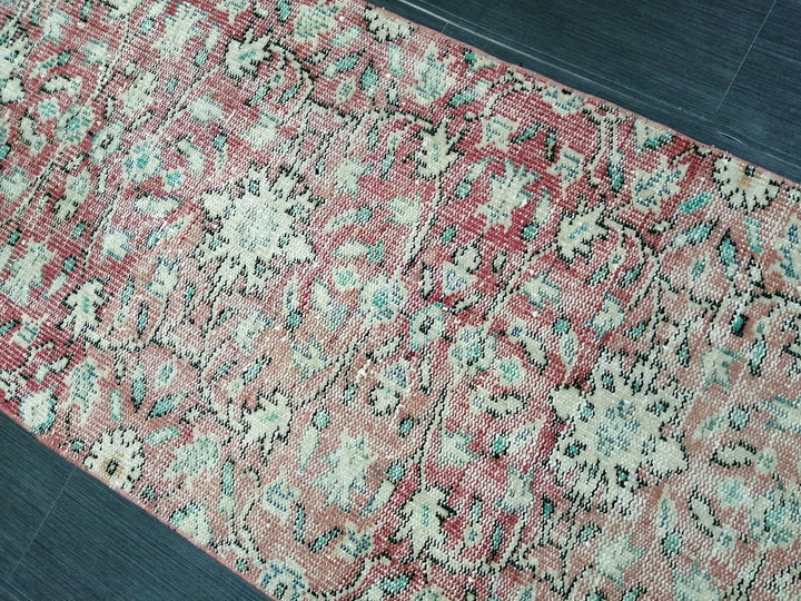 Beige Turkish Distressed Runner Rug 2' 6" x 10' 8" Hand-Knotted | No. WR79162