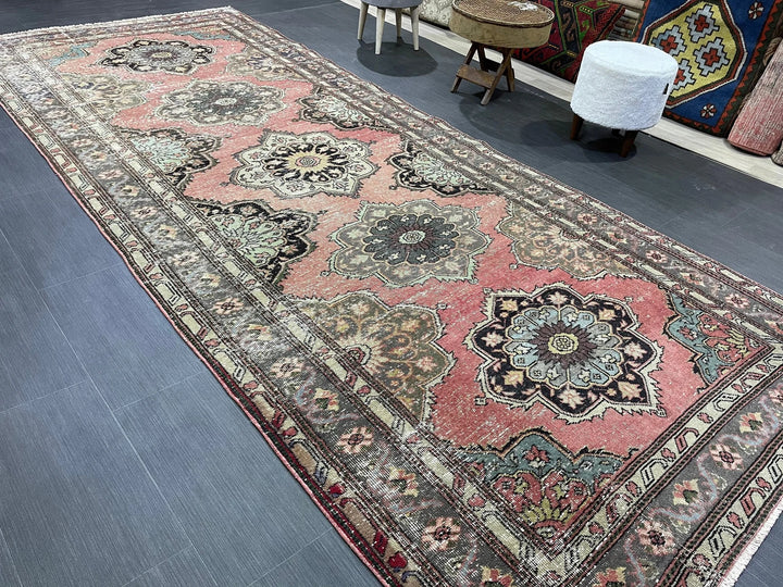 Red Turkish Runner Rug 4' 10" x 11' 9" Hand-Knotted | No. WR79251