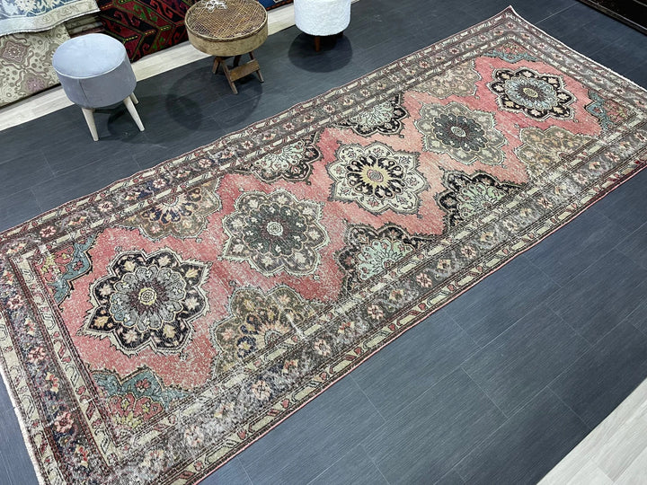 Red Turkish Runner Rug 4' 10" x 11' 9" Hand-Knotted | No. WR79251