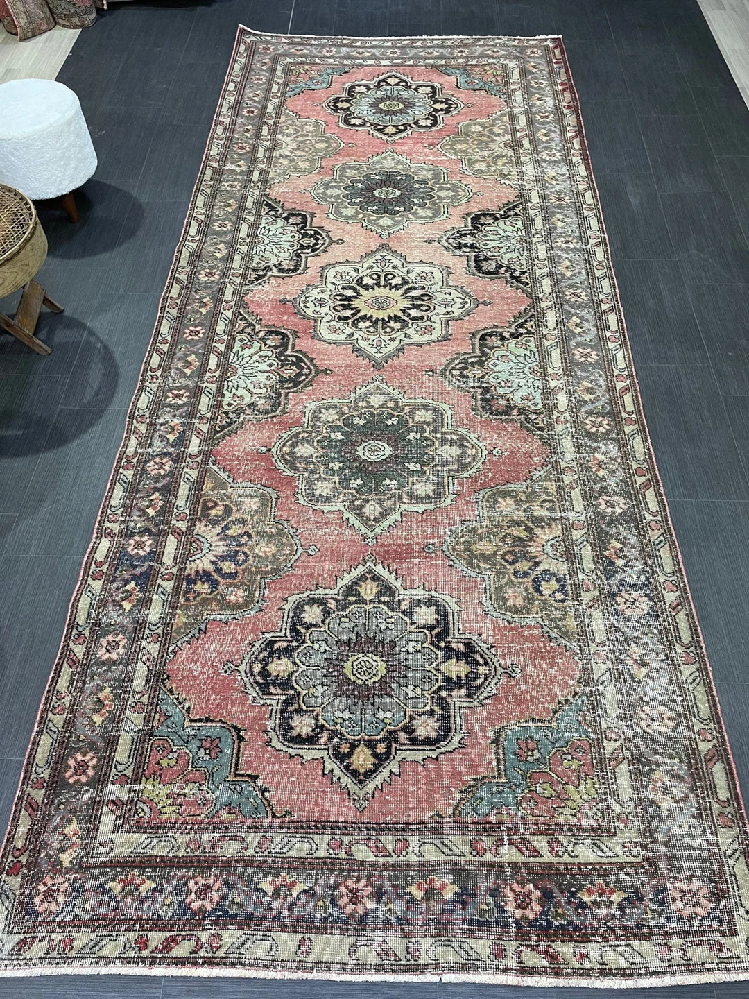 Red Turkish Runner Rug 4' 10" x 11' 9" Hand-Knotted | No. WR79251