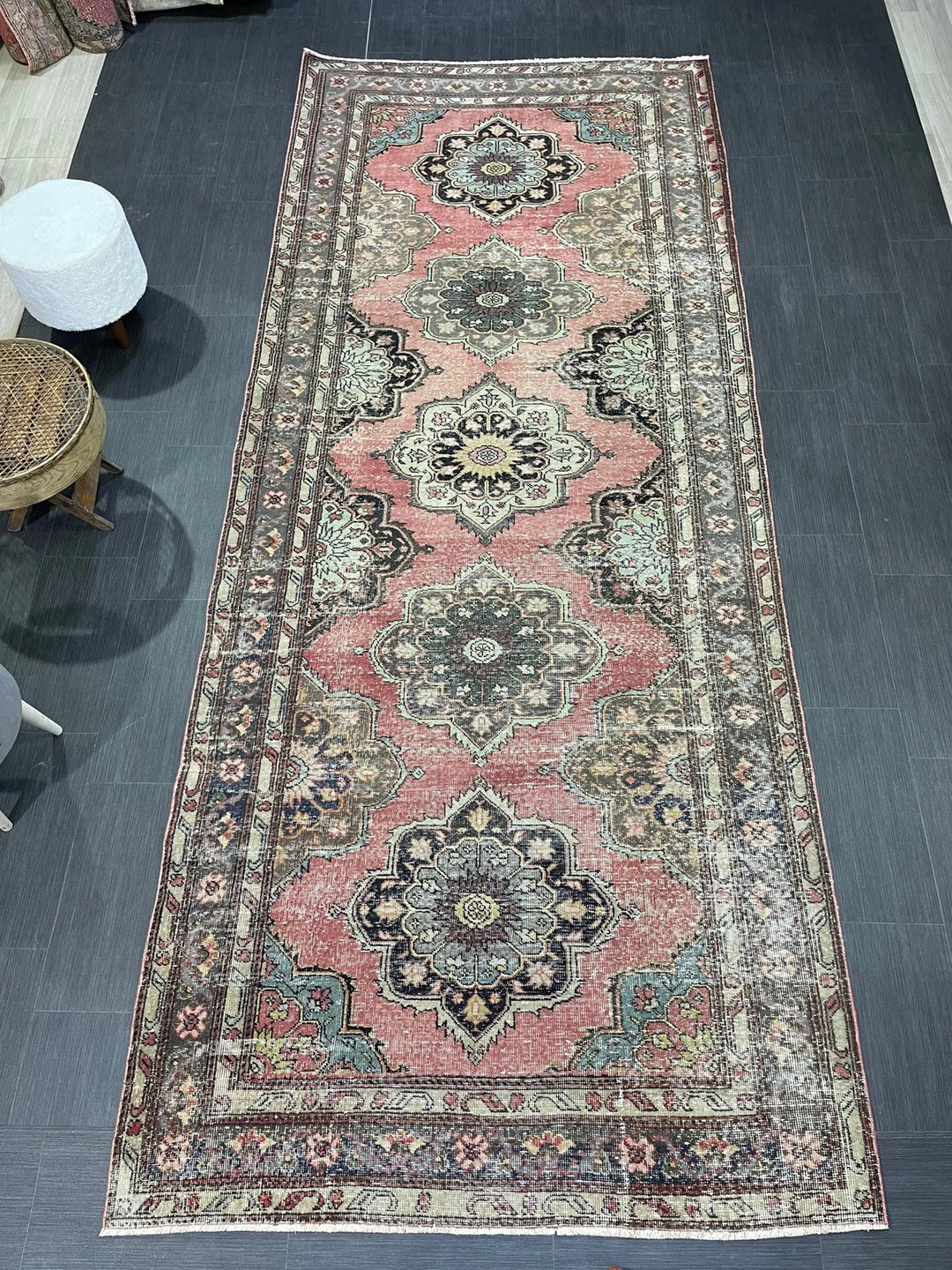 Red Turkish Runner Rug 4' 10" x 11' 9" Hand-Knotted | No. WR79251