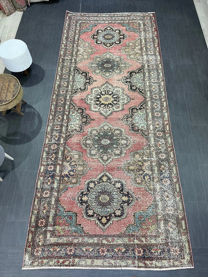 Red Turkish Runner Rug 4' 10" x 11' 9" Hand-Knotted | No. WR79251