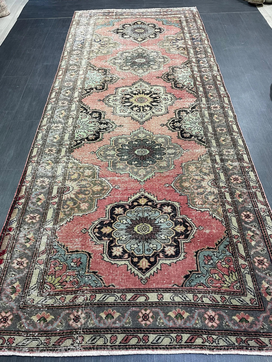 Red Turkish Runner Rug 4' 10" x 11' 9" Hand-Knotted | No. WR79251