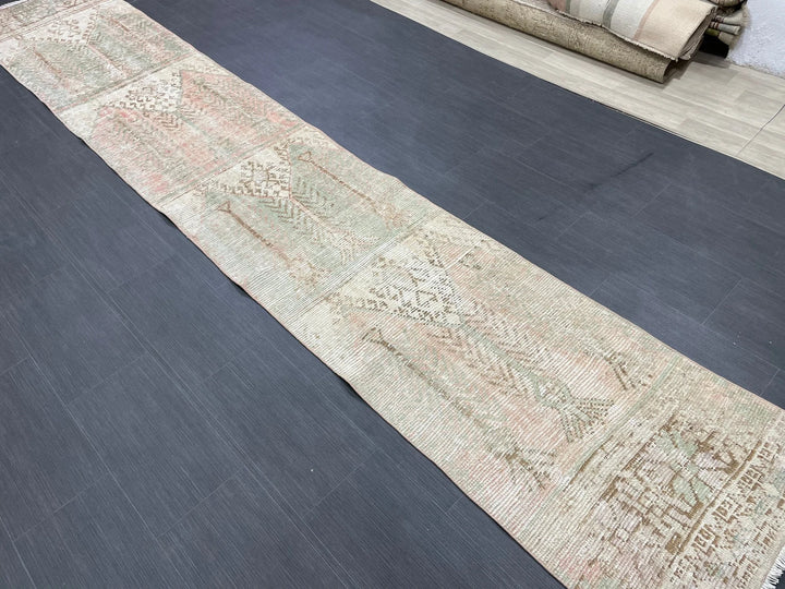 Tan Turkish Runner Rug 2' 4" x 13' 7" Hand-Knotted | No. WR79412