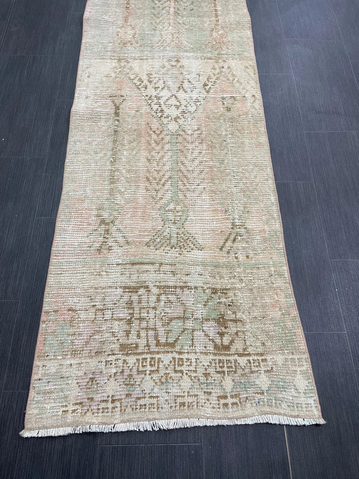 Tan Turkish Runner Rug 2' 4" x 13' 7" Hand-Knotted | No. WR79412