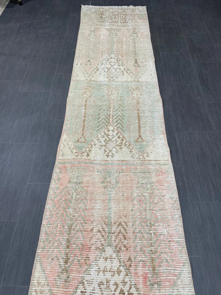 Tan Turkish Runner Rug 2' 4" x 13' 7" Hand-Knotted | No. WR79412