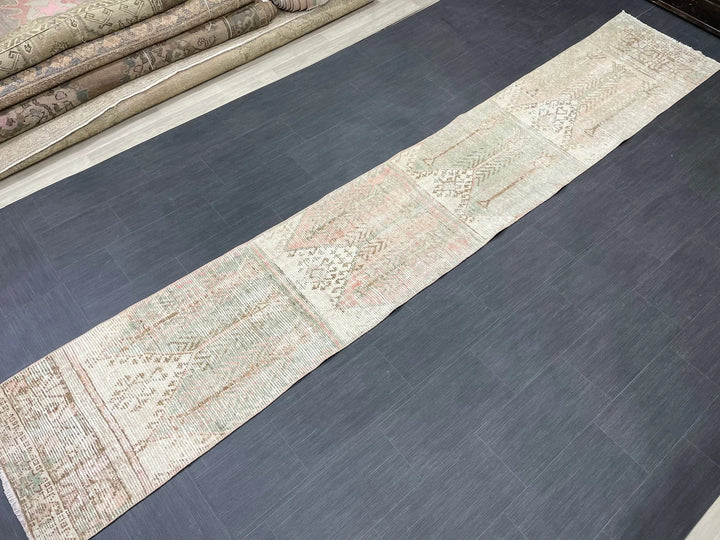 Tan Turkish Runner Rug 2' 4" x 13' 7" Hand-Knotted | No. WR79412